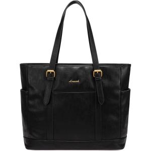 imageLOVEVOOK Laptop Tote Bag for Women With Large Cup Holder Leather Work Tote Bag for Women156 Inch Professional Computer Briefcase Business Teacher Commuter Shoulder BagOffice Travel GiftRetro Black