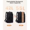 imageLOVEVOOK Travel Backpack for Women 45L Expandable Large Carry On Backpack Personal Item Travel Bag Flight Approved Business Weekender Overnight Essentials Waterproof Back Pack Fit 17 Inch LaptopBlack