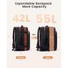 imageLOVEVOOK Travel Backpack for Women 45L Expandable Large Carry On Backpack Personal Item Travel Bag Flight Approved Business Weekender Overnight Essentials Waterproof Back Pack Fit 17 Inch LaptopBlackbeigebrown