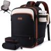 imageLOVEVOOK Travel Backpack for Women 45L Expandable Large Carry On Backpack Personal Item Travel Bag Flight Approved Business Weekender Overnight Essentials Waterproof Back Pack Fit 17 Inch LaptopBlackbeigebrown