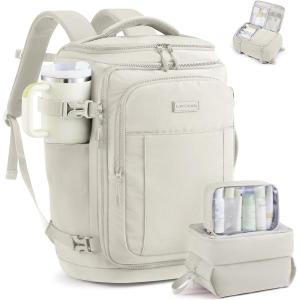 imageLOVEVOOK Travel Backpack for Women amp Men 25L Airline Approved Personal Item Carry On Backpack Lightweight with 2 Packing Cubes Waterproof Daypack for Work Gym amp Weekend Travel Slate GreenBlackBeige Gray