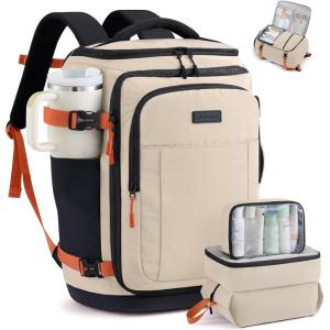 imageLOVEVOOK Travel Backpack for Women amp Men 25L Airline Approved Personal Item Carry On Backpack Lightweight with 2 Packing Cubes Waterproof Daypack for Work Gym amp Weekend Travel Slate GreenBlackBeigeblackorange