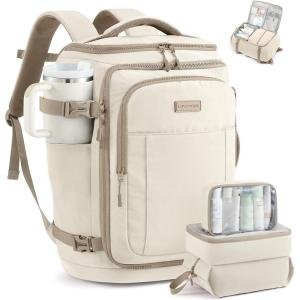 imageLOVEVOOK Travel Backpack for Women amp Men 25L Airline Approved Personal Item Carry On Backpack Lightweight with 2 Packing Cubes Waterproof Daypack for Work Gym amp Weekend Travel Slate GreenBlackKhakibeige
