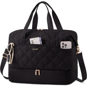 imageLOVEVOOK Weekender Bags for Women with Shoe Compartment Lightweight Travel Duffle Bag with Wet Pocket Hospital Overnight Bags for Women Labor Delivery Personal Item Carry On Bag for Gym SportBlack