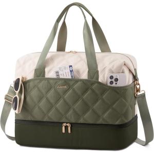 imageLOVEVOOK Weekender Bags for Women with Shoe Compartment Lightweight Travel Duffle Bag with Wet Pocket Hospital Overnight Bags for Women Labor Delivery Personal Item Carry On Bag for Gym SportWhite  Green