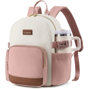 image:imageLOVEVOOK Upgrade Mini Backpack Purse for Women with Giant Tumbler HolderBeige Pink Brown